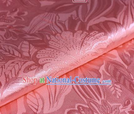 Chinese Classical Epiphyllum Pattern Design Pink Brocade Cheongsam Silk Fabric Chinese Traditional Satin Fabric Material