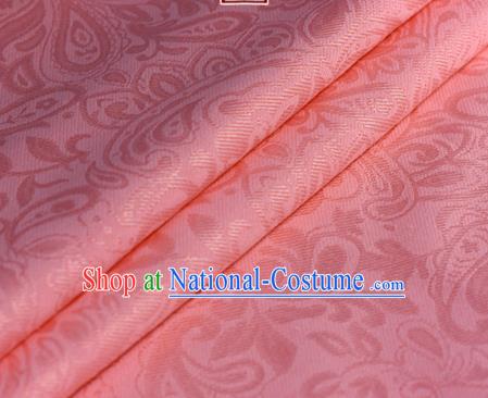 Chinese Classical Scroll Grass Pattern Design Pink Brocade Cheongsam Silk Fabric Chinese Traditional Satin Fabric Material