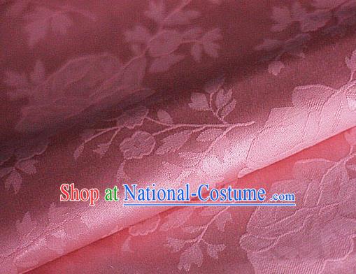 Chinese Classical Flowers Pattern Design Pink Brocade Cheongsam Silk Fabric Chinese Traditional Satin Fabric Material