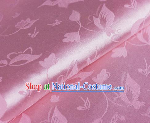 Chinese Classical Leaf Pattern Design Pink Brocade Cheongsam Silk Fabric Chinese Traditional Satin Fabric Material