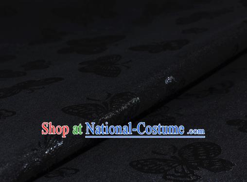 Chinese Classical Butterfly Pattern Black Brocade Cheongsam Silk Fabric Chinese Traditional Satin Fabric Material