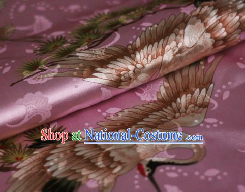 Chinese Classical Cranes Pattern Design Pink Brocade Cheongsam Silk Fabric Chinese Traditional Satin Fabric Material