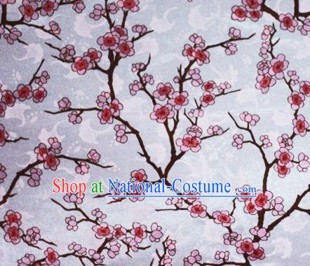 Chinese Classical Plum Blossom Pattern Design White Brocade Cheongsam Silk Fabric Chinese Traditional Satin Fabric Material