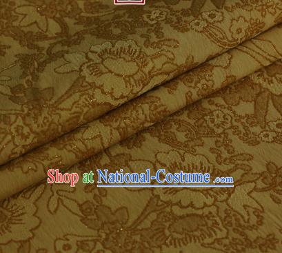 Yellow Brocade Chinese Classical Peony Pattern Design Satin Cheongsam Silk Fabric Chinese Traditional Satin Fabric Material