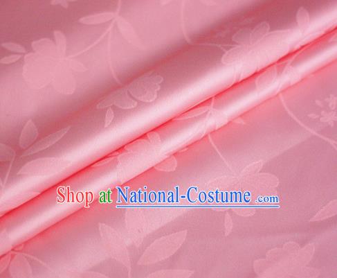 Chinese Pink Brocade Classical Flowers Pattern Design Satin Cheongsam Silk Fabric Chinese Traditional Satin Fabric Material