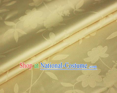 Chinese Yellow Brocade Classical Flowers Pattern Design Satin Cheongsam Silk Fabric Chinese Traditional Satin Fabric Material