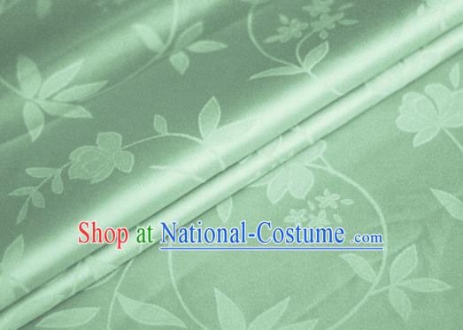 Chinese Light Green Brocade Classical Flowers Pattern Design Satin Cheongsam Silk Fabric Chinese Traditional Satin Fabric Material