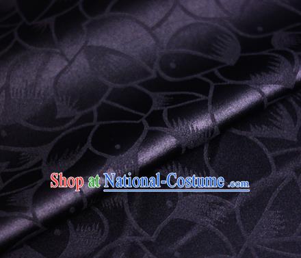 Chinese Classical Petals Pattern Design Black Brocade Satin Cheongsam Silk Fabric Chinese Traditional Satin Fabric Material