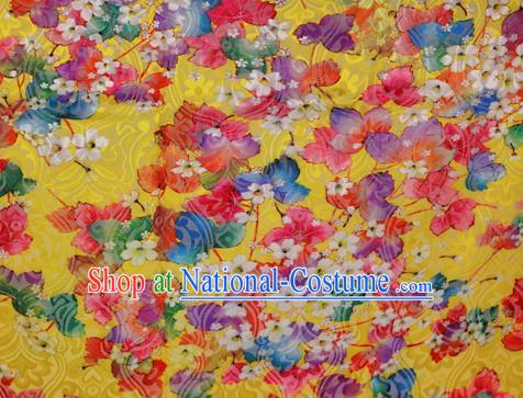 Chinese Classical Pattern Design Yellow Brocade Satin Cheongsam Silk Fabric Chinese Traditional Satin Fabric Material