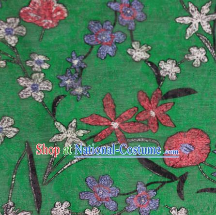 Chinese Classical Pattern Design Green Brocade Satin Cheongsam Silk Fabric Chinese Traditional Satin Fabric Material