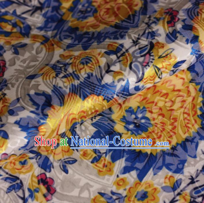 Chinese Classical Yellow Flowers Pattern Design Brocade Cheongsam Silk Fabric Chinese Traditional Satin Fabric Material