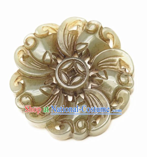 Handmade Chinese Carving Copper Jade Pendant Traditional Jade Craft Jewelry Accessories