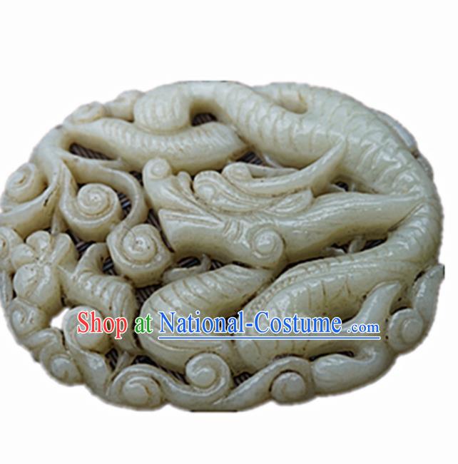 Handmade Chinese Jade Carving Dragon Pendant Traditional Jade Craft Jewelry Accessories