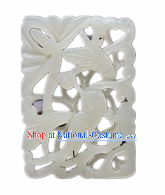 Handmade Chinese Jade Carving Bird Pendant Traditional Jade Craft Jewelry Accessories