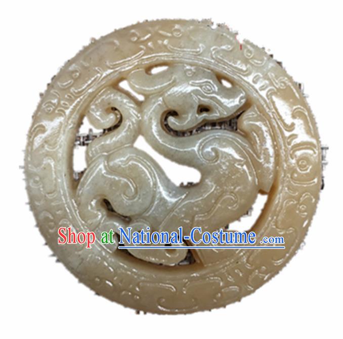 Handmade Chinese Jade Carving King Dragon Pendant Traditional Jade Craft Jewelry Accessories