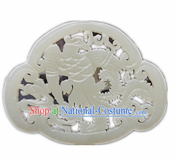 Handmade Chinese Jade Carving Cloud Phoenix Pendant Traditional Jade Craft Jewelry Accessories