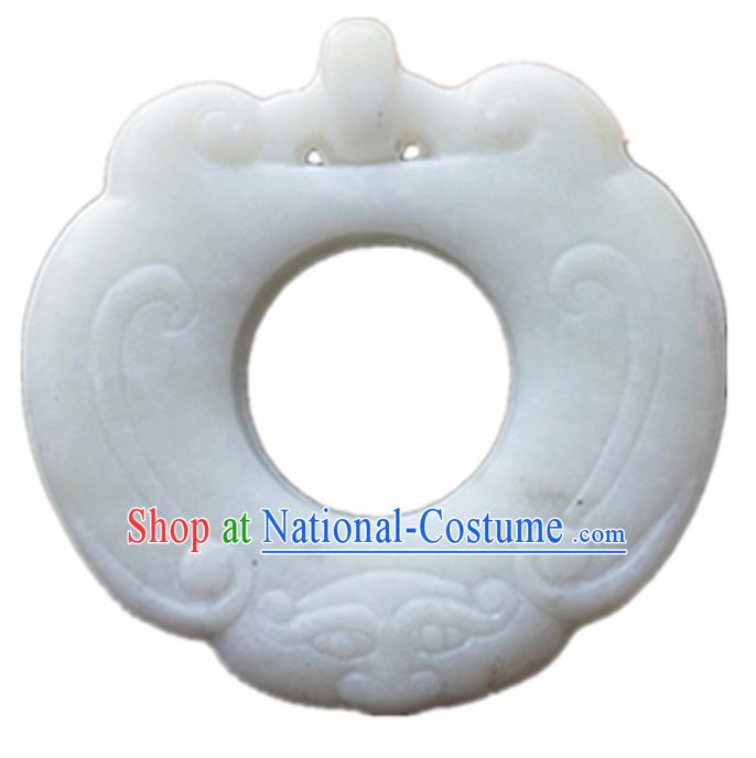 Handmade Chinese Jade Carving Cloud Pendant Traditional Jade Craft Jewelry Accessories