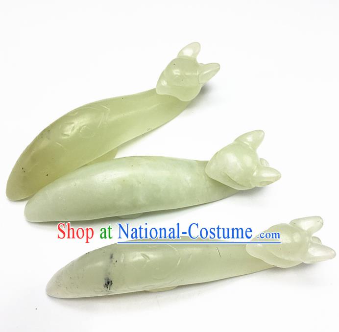 Chinese Handmade Jade Craft Carving Dragon Head Jade Belt Hook Accessories Jade Jewelry Decoration