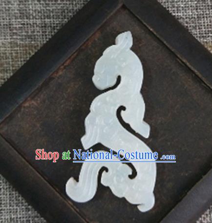 Handmade Chinese Ancient Jade Carving Dragon Pendant Traditional Jade Craft Jewelry Accessories