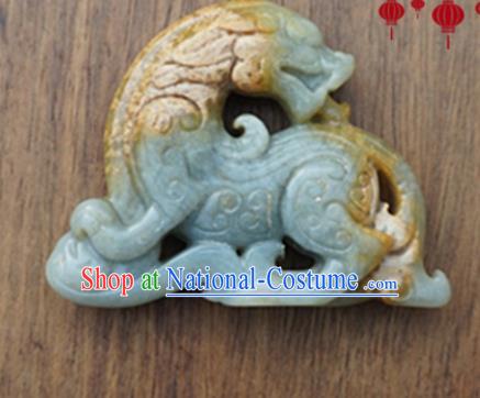 Handmade Chinese Ancient Jade Carving Pi Xiu Pendant Traditional Jade Craft Jewelry Accessories