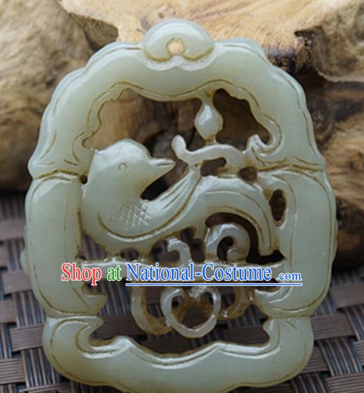 Handmade Chinese Carving Magpie Jade Pendant Traditional Jade Craft Jewelry Accessories