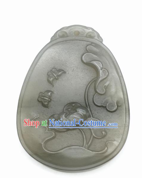 Chinese Handmade Jade Craft Carving Lotus Jade Jewelry Accessories Jade Necklace Pendant