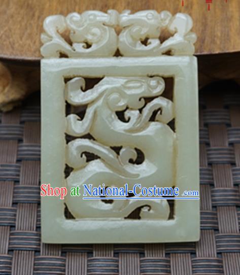 Chinese Handmade Carving Dragon Jade Pendant Traditional Jade Craft Jewelry Accessories