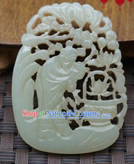 Chinese Handmade Carving Character Jade Pendant Traditional Jade Craft Jewelry Accessories