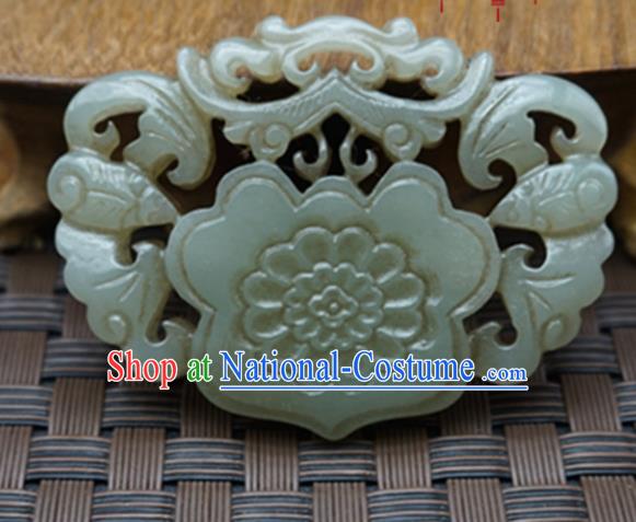 Chinese Handmade Carving Bats Jade Pendant Traditional Jade Craft Jewelry Accessories