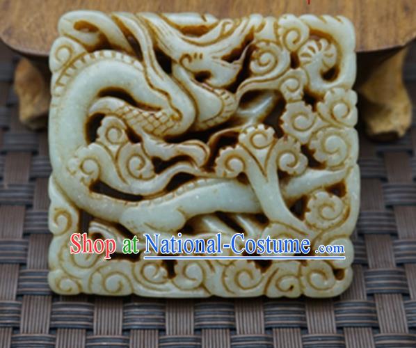 Chinese Handmade Carving Dragon Jade Pendant Traditional Jade Craft Jewelry Accessories