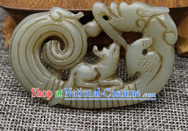 Chinese Handmade Carving Rat Jade Pendant Traditional Jade Craft Jewelry Accessories