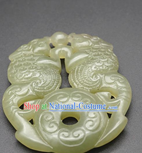 Chinese Handmade Carving Dragons Jade Pendant Traditional Jade Craft Jewelry Accessories