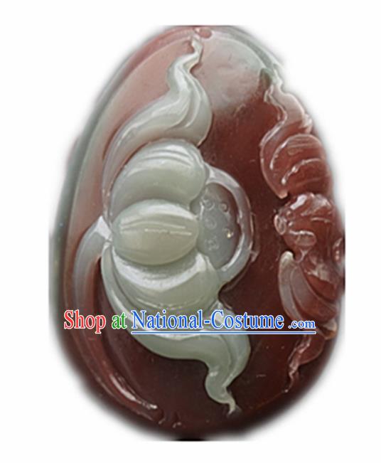 Chinese Handmade Carving Bat Lotus Jade Pendant Traditional Jade Craft Jewelry Accessories