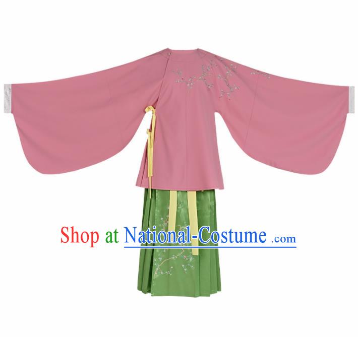 Asian Chinese Ancient Aristocratic Female Embroidered Hanfu Dress Traditional Ming Dynasty Historical Costume for Women