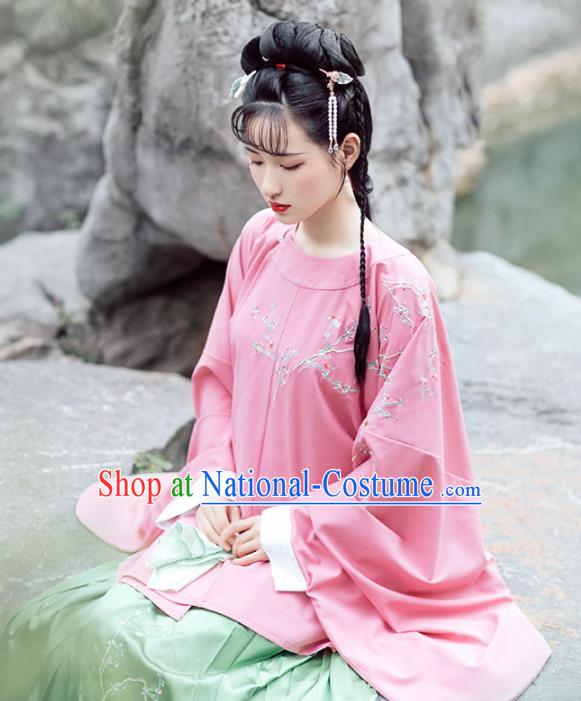 Asian Chinese Ancient Aristocratic Female Embroidered Hanfu Dress Traditional Ming Dynasty Historical Costume for Women