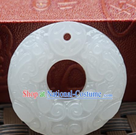 Handmade Chinese Ancient White Jade Carving Pi Xiu Pendant Traditional Jade Craft Jewelry Decoration Accessories