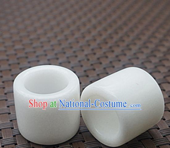 Chinese Handmade Ancient White Jade Rings Traditional Jade Thimble Jewelry Accessories for Women for Men