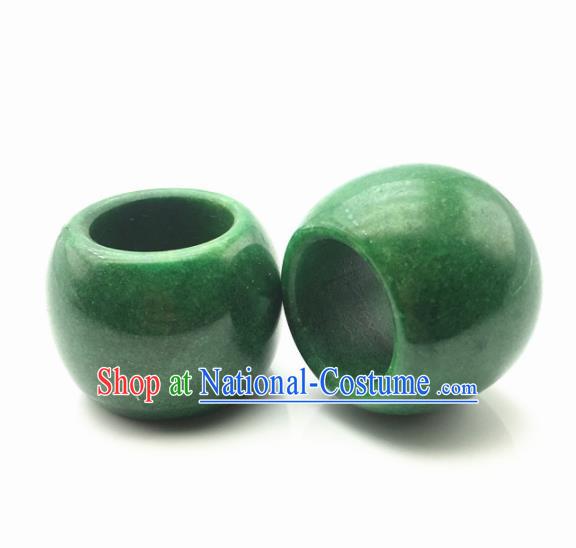 Chinese Handmade Ancient Green Jade Rings Traditional Jade Thimble Jewelry Accessories for Women for Men