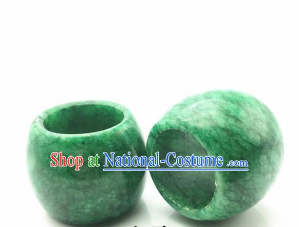 Chinese Handmade Ancient Jade Rings Traditional Green Jade Thimble Jewelry Accessories for Women for Men