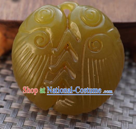 Chinese Handmade Jewelry Accessories Carving Cicada Jade Pendant Ancient Traditional Jade Craft Decoration