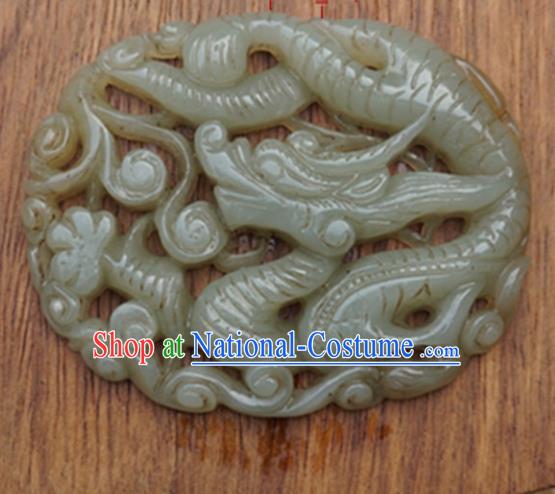 Chinese Handmade Jewelry Accessories Carving Dragon Jade Pendant Ancient Traditional Jade Craft Decoration