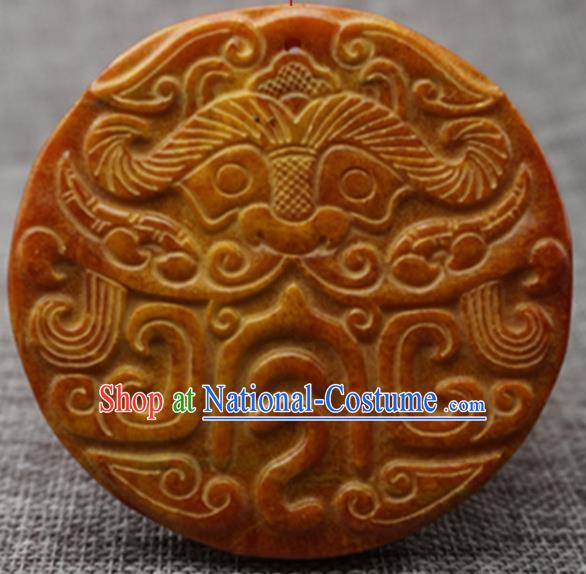 Chinese Handmade Jewelry Accessories Carving Beast Jade Pendant Ancient Traditional Jade Craft Decoration