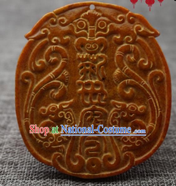 Chinese Handmade Jewelry Accessories Carving Dragons Jade Pendant Ancient Traditional Jade Craft Decoration