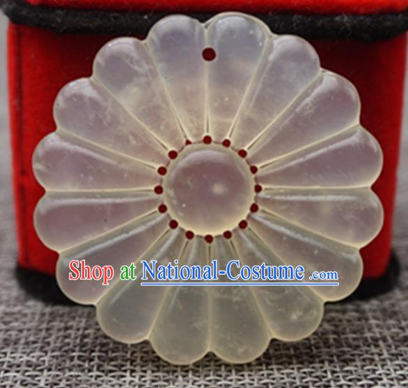 Chinese Handmade Jewelry Accessories Carving Sunflower Jade Pendant Ancient Traditional Jade Craft Decoration