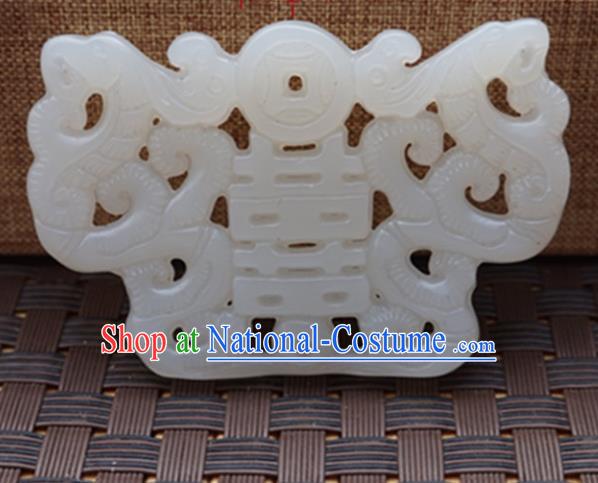 Chinese Handmade Jewelry Accessories Wedding Carving White Jade Pendant Ancient Traditional Jade Craft Decoration