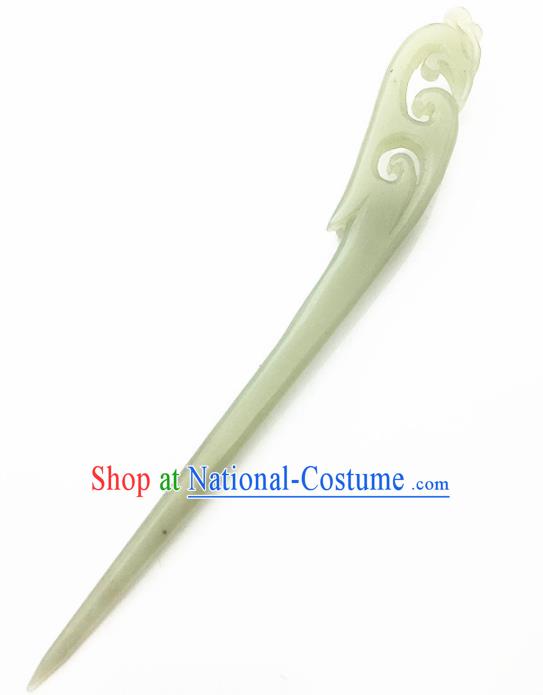 Chinese Handmade Jade Carving Phoenix Hair Clip Ancient Jade Hairpins Hair Accessories for Women for Men