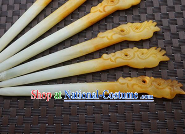 Chinese Handmade Yellow Jade Carving Hair Clip Ancient Jade Hairpins Hair Accessories for Women for Men