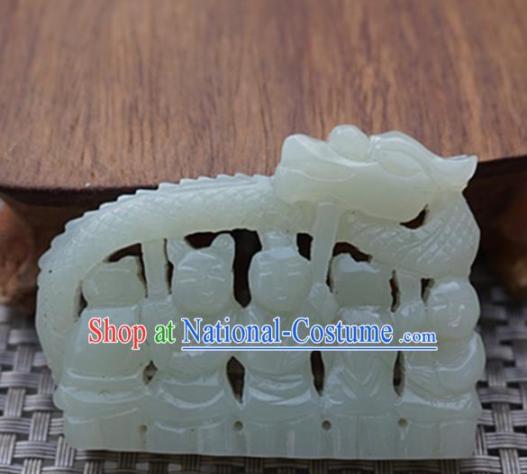 Chinese Handmade Carving Character Jade Pendant Jewelry Accessories Ancient Traditional Jade Craft Decoration