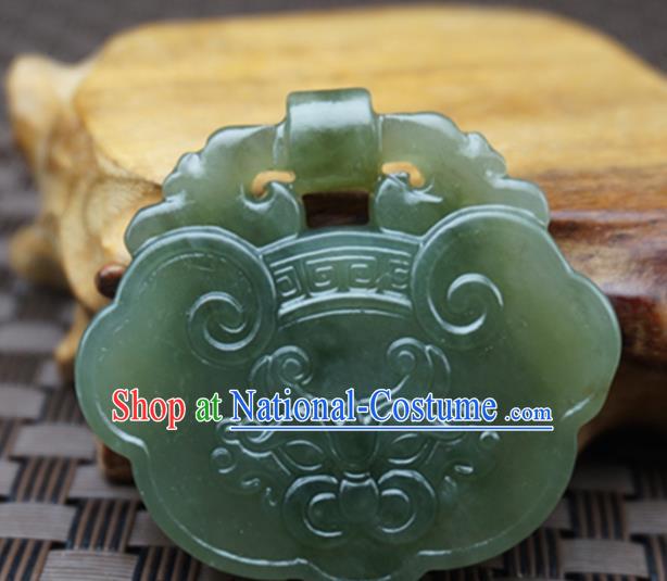 Chinese Handmade Carving Beast Longevity Lock Jade Pendant Jewelry Accessories Ancient Traditional Jade Craft Decoration