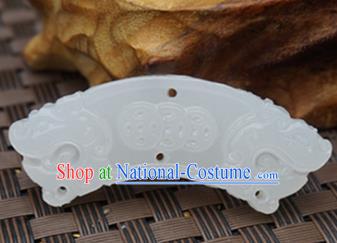 Chinese Handmade Carving White Jade Pendant Jewelry Accessories Ancient Traditional Jade Craft Decoration